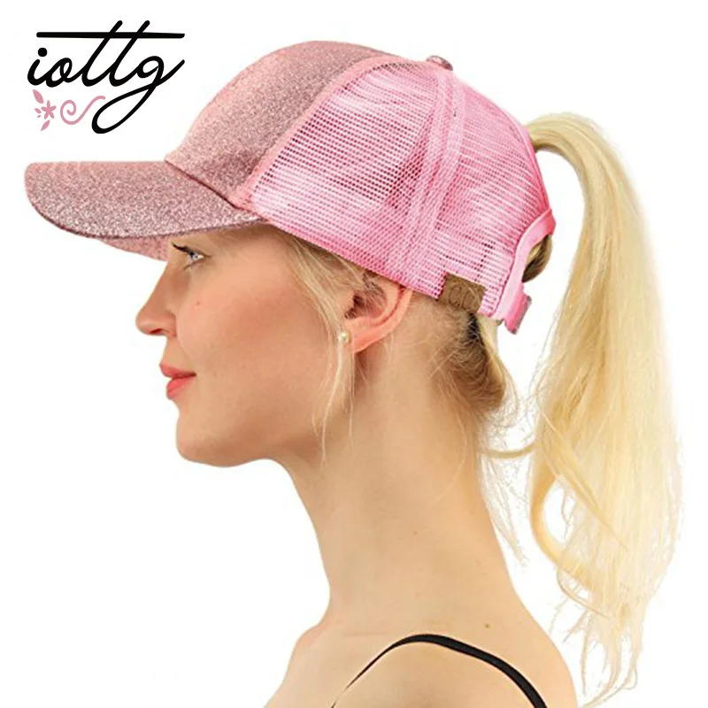 

IOTTG High Quality Women's Cap C.C Ponytail Cap Messy Bun Baseball Cap Adjustable Snapback Hats