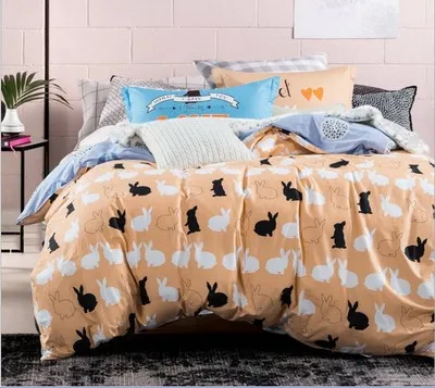 

Rabbit Bedding sets 6pcs duvet doona quilt fitted cover ned sheet 100% cotton king queen full twin size bedclothes linens