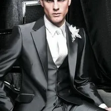 Новое поступление смокинг жениха шафера светло-серого Свадебные/вечерние костюмы Best Man жениха(пиджак+ штаны+ галстук-бабочка+ жилет) B25