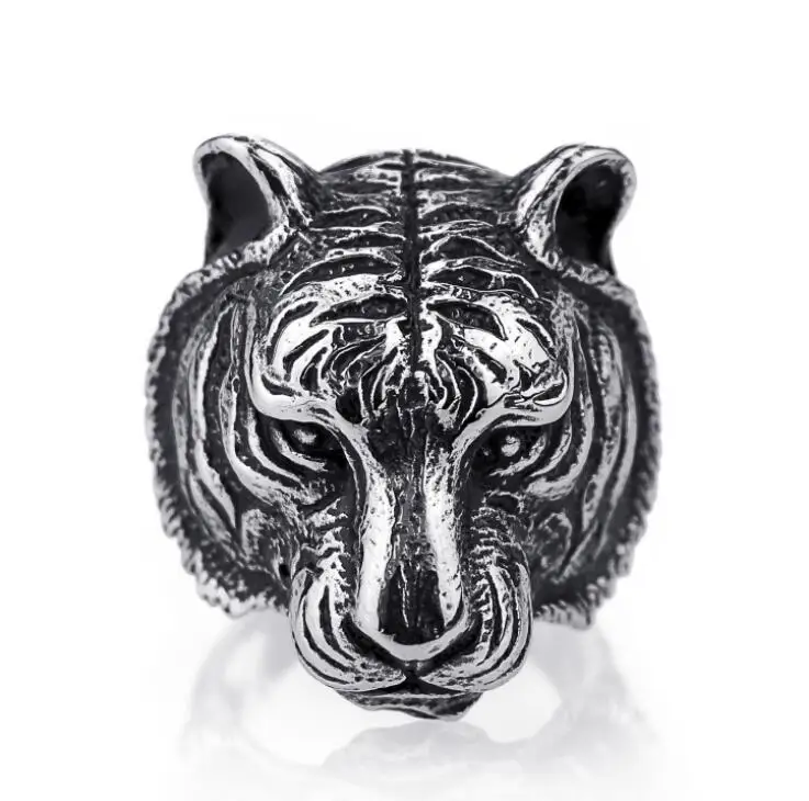 Готическое кольцо в стиле панк для мужчин, ретро мужское кольцо из нержавеющей стали, преувеличенный, жесткий зверь, волк, Лев, тигр, бульдог, изысканный