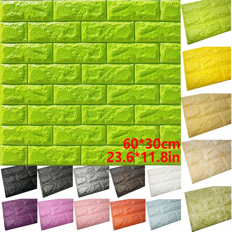 60*30cm PE Foam 3D Wallpaper DIY Wall Stickers Home Decor Embossed Brick Stone