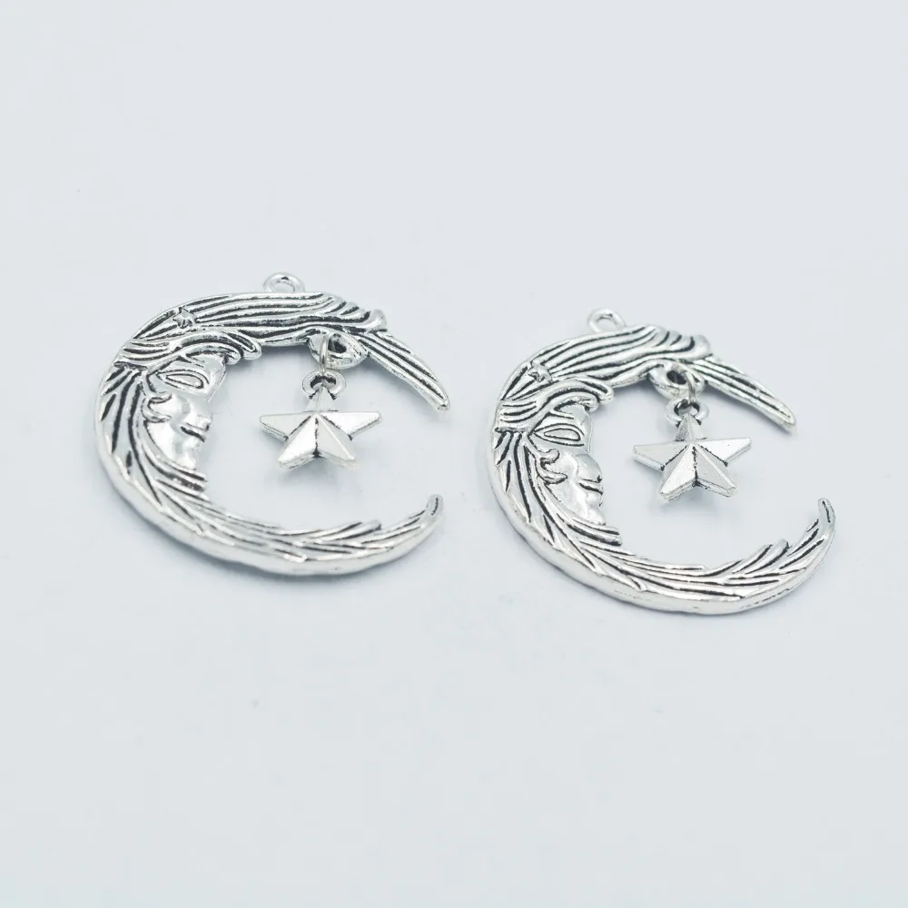 

Free shipping Vintage Metal Moon Charms moon star pendant for DIY jewelry earring making