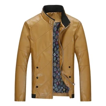 2016 Новых людей Вскользь Кожаные Куртки Мужчины Мода Slim Fit ИСКУССТВЕННАЯ Кожа Верхняя Одежда Пальто Мужской Плюс Размер 4XL Бренд Одежды SA084