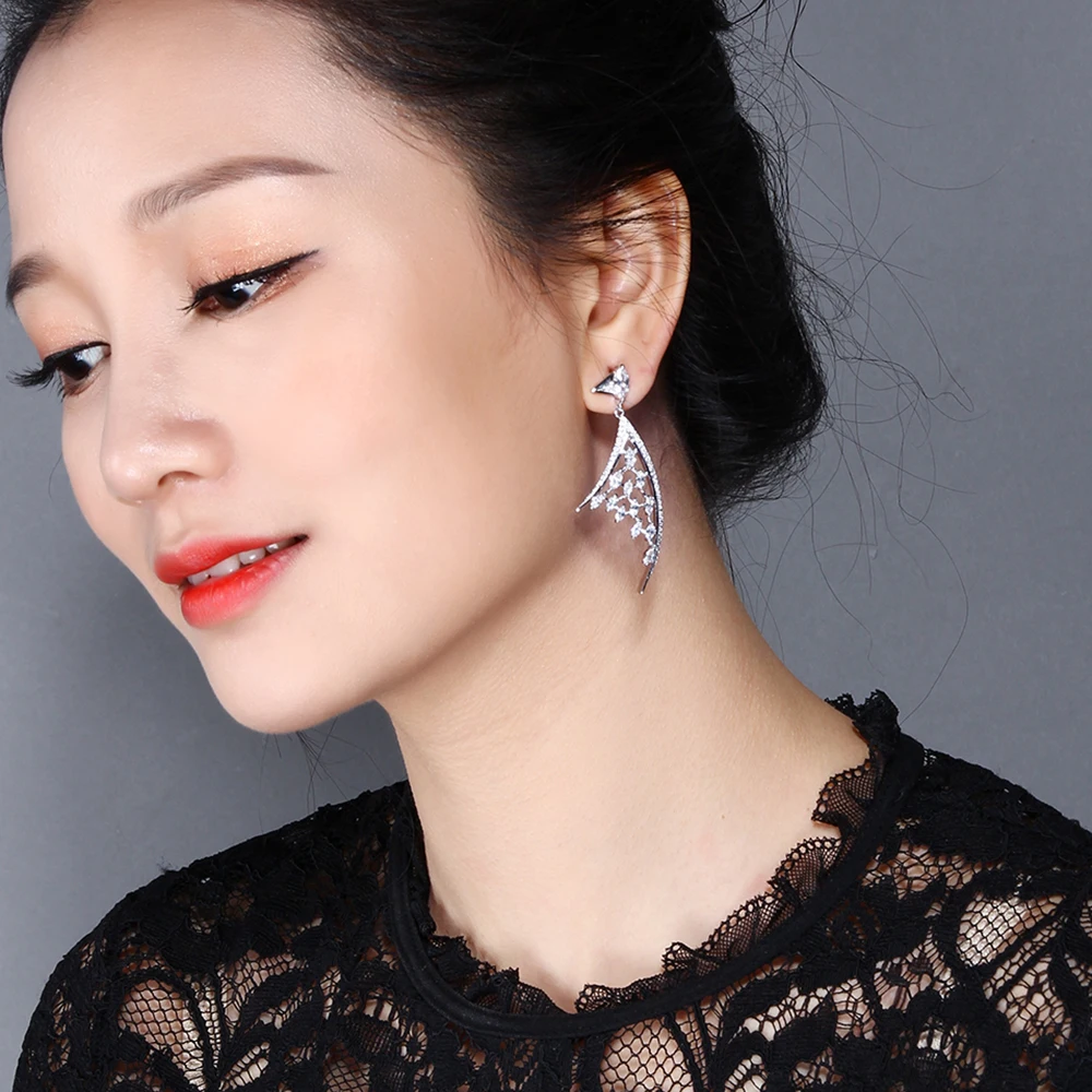 New jewelry women's crystal rhinestone earrings Fashion Zirconia crystal wholesale Trendy Dangle Sail Earring elegant jewellery