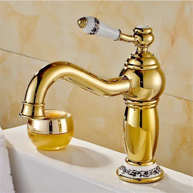 Free Shipping High End Bathroom Faucet Copper Golden Grifos Para Free Shipping High End Bathroom Faucet Copper Golden Grifos Para Lavabos Luxury Gold Faucets