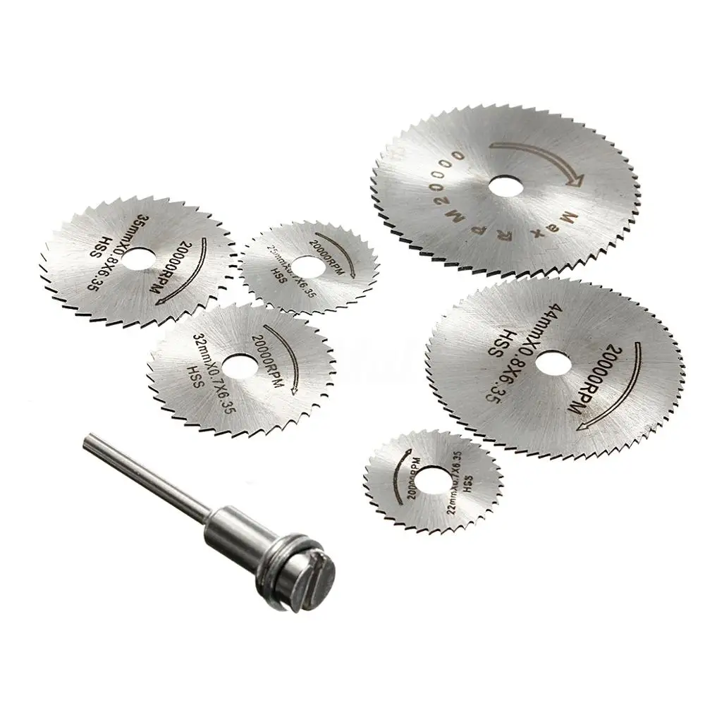 Фото WENXING 7 шт. HSS циркулярная пила вращающийся инструмент для Dremel металлический резак WENXING 7 шт. HSS циркулярная пила вращающийся инструмент для Dremel металлический резак