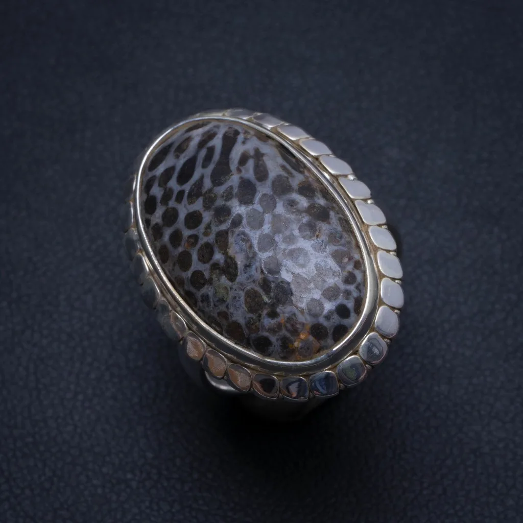 Натуральный Septarian Geode ручной работы Boho кольцо из стерлингового серебра 925, США Размер 6,5 T6453