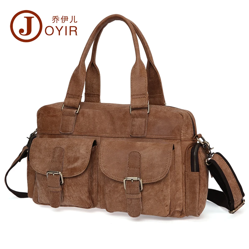 

100% Guarantee Natural Nubuck Cow Leather Men's Travel Bag Vintage Casual Genuine Leather Men Handbags