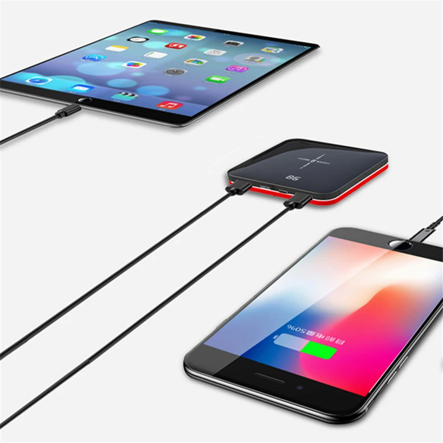 Портативный внешний аккумулятор 8000 мАч беспроводное зарядное устройство USB с ЖК