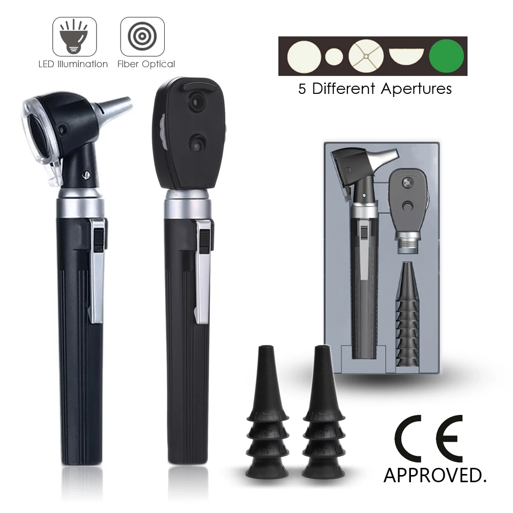 

Medical CE Professional ENT Diagnostic Kit Portable Endoscope Opthalmoscope LED Otoscopio Direct Fiber Otoscope Ophthalmoscope