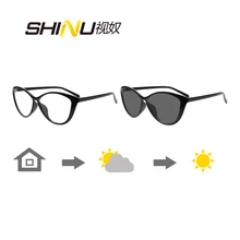 Фотохромные очки для чтения Для женщин солнцезащитные очки "кошачий глаз" очки для дальнозоркости Анти Blue Ray TR90 очки при дальнозоркости изменения линзы серого читателя