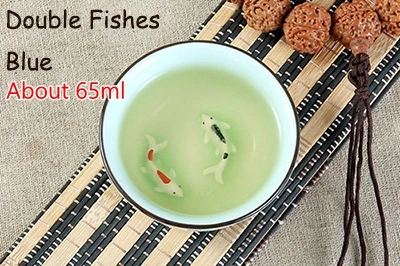 Double-fishes blue Горячая Распродажа китайский чайный набор кунг-фу Лотос пуэр чайные чашки ручная роспись керамика тисненый Дракон пион Карп Золотая рыбка чайные чашки - Цвет: Double-fishes blue