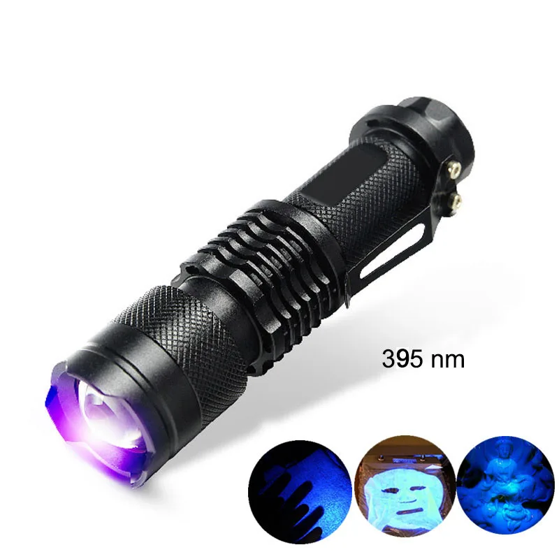 

UV Light 395nm Powerful LED Flashlight LED UV Flashlight Tactical Purple Violet Light UV torch Lamp free shipping