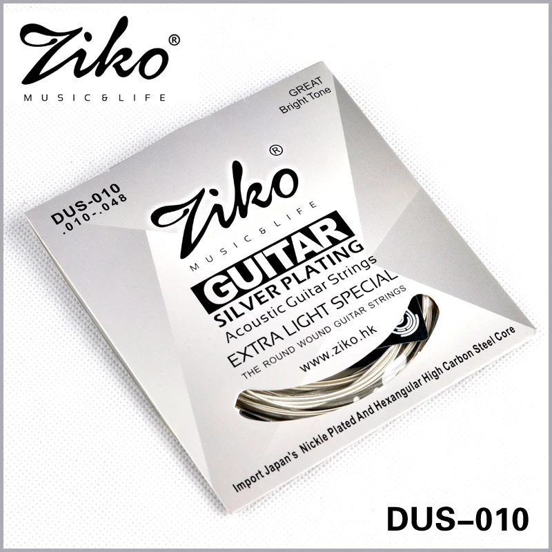 

ZIKOWound Acoustic Guitar Strings set 010 011 012 Great Briht Tone Silver Plating Wound Guitar Strings 6strings/set