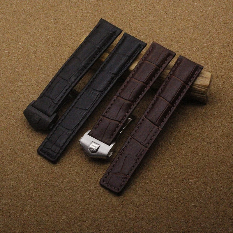 

Black Brown Crocodile Pattern Genuine Cow Leather Strap Watch Band Strap for men Hours Watchband size 19mm 20mm 22mm Promotion