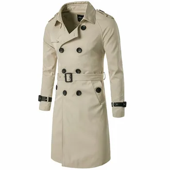 

Winter trench coat Men korean style Slim Fit double-breasted vintage men windbreaker man spring autumn long jacket X9102