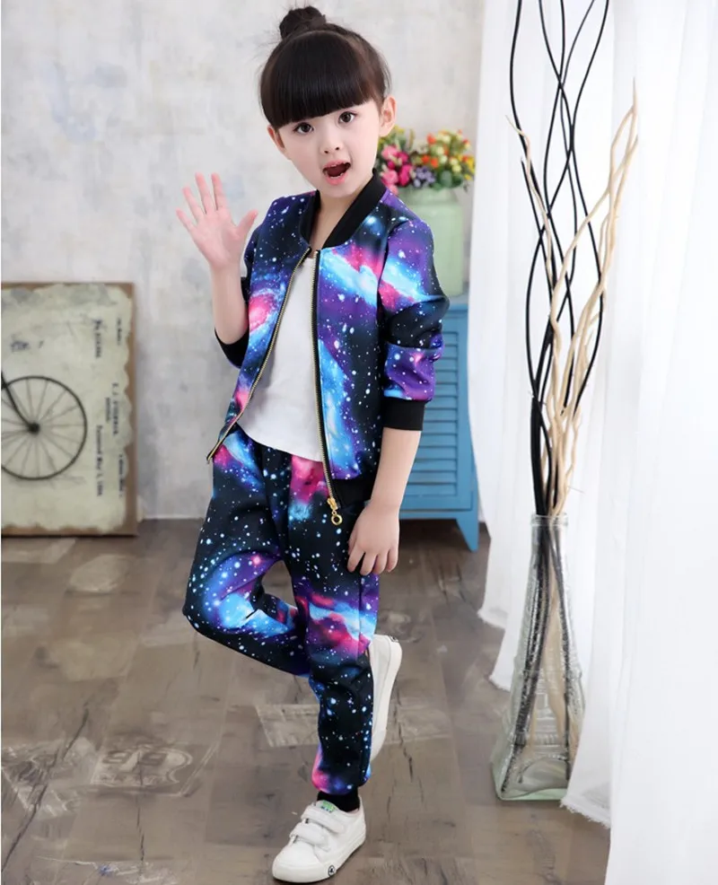 2019 Autumn Girls Clothing Sets Children Tracksuit Fashion Zipper Coat And Pant Set Kids Clothes Set Carnival Girl Sports Suit  (8)