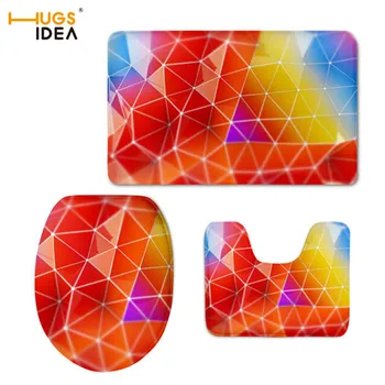 

HUGSIDEA Toilet Seat Cover Rainbow Diamond 3D Print Overcoat Toilet Case for Bathroom Decor Non-slip Floor Carpets Soft Rugs Mat