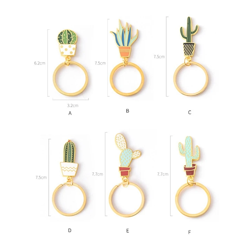 

Vintage Cactus Keychains For Women Succulent Potted Plants Key Chain Creative For Car Key Ring Holder Bag Accessories