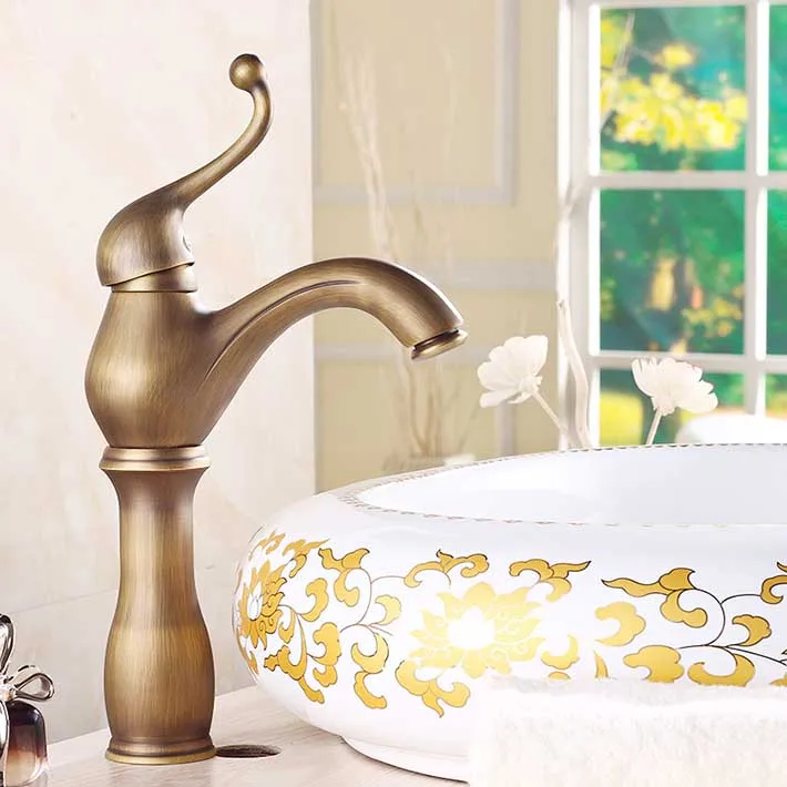 

Basin Faucet Copper Antique Europe Style Hot Cold Water Tap Bathroom Kitchen mixer grifo de lavabo