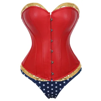 

Woman Halloween Costume Wonder woman Costume Overbust Corset with Shorts