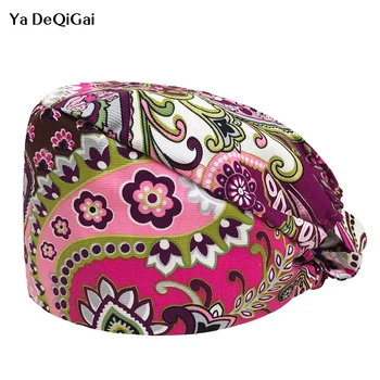 

High quality Operating Surgical Scrub Cap Dental Doctor Nurse Hats Breathable Cotton Surgical Caps Flower Printing Cap Wholesale