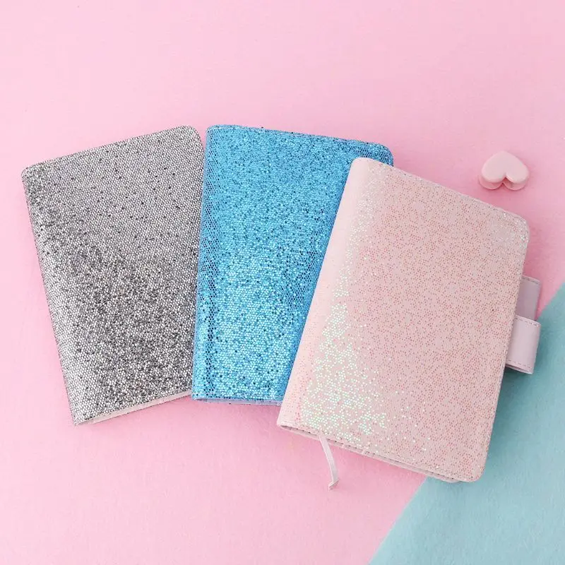 

A6 Sequins Notebook Diary Weekly Planner Journal Agenda Organizer Travelers Faux Leather Cover Book School Supplies C26