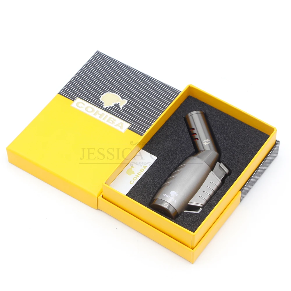 Аксессуары COHIBA металлические вращающиеся газовые зажигалки с бутаном 3 струйное