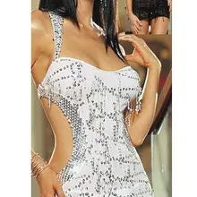 Сексуальное женское белье мини-платье с блестками комбинация 8845