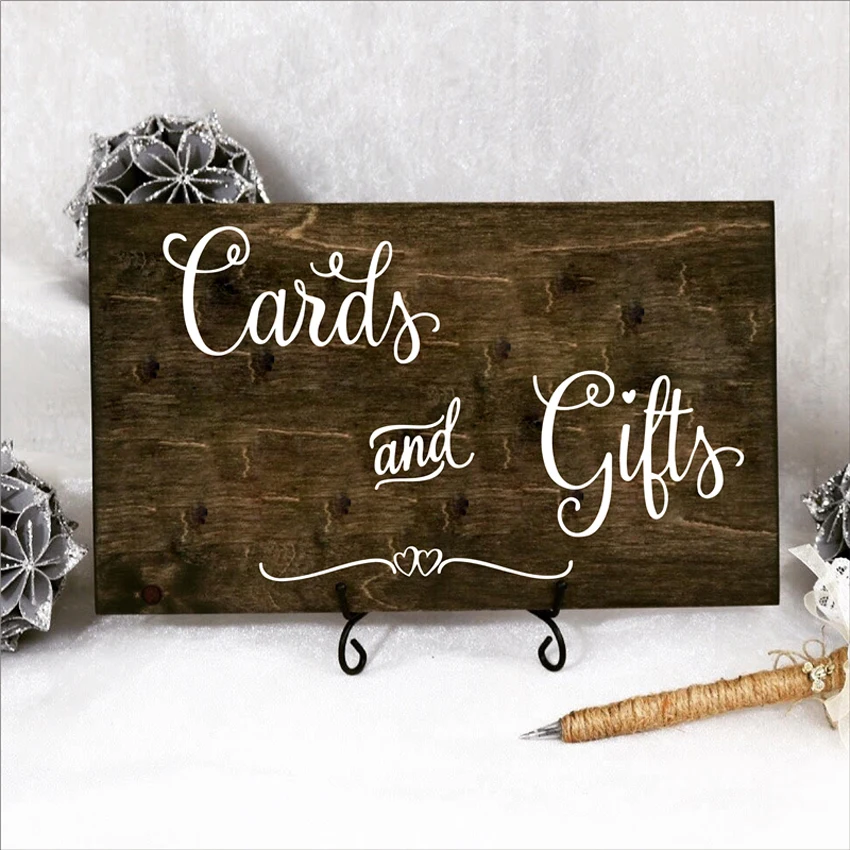 

Cards and Gifts Charming Wedding Decoration Table Sign Decals Vinyl Art Stickers Mural for Weddings Bridal Shower Decor YL032