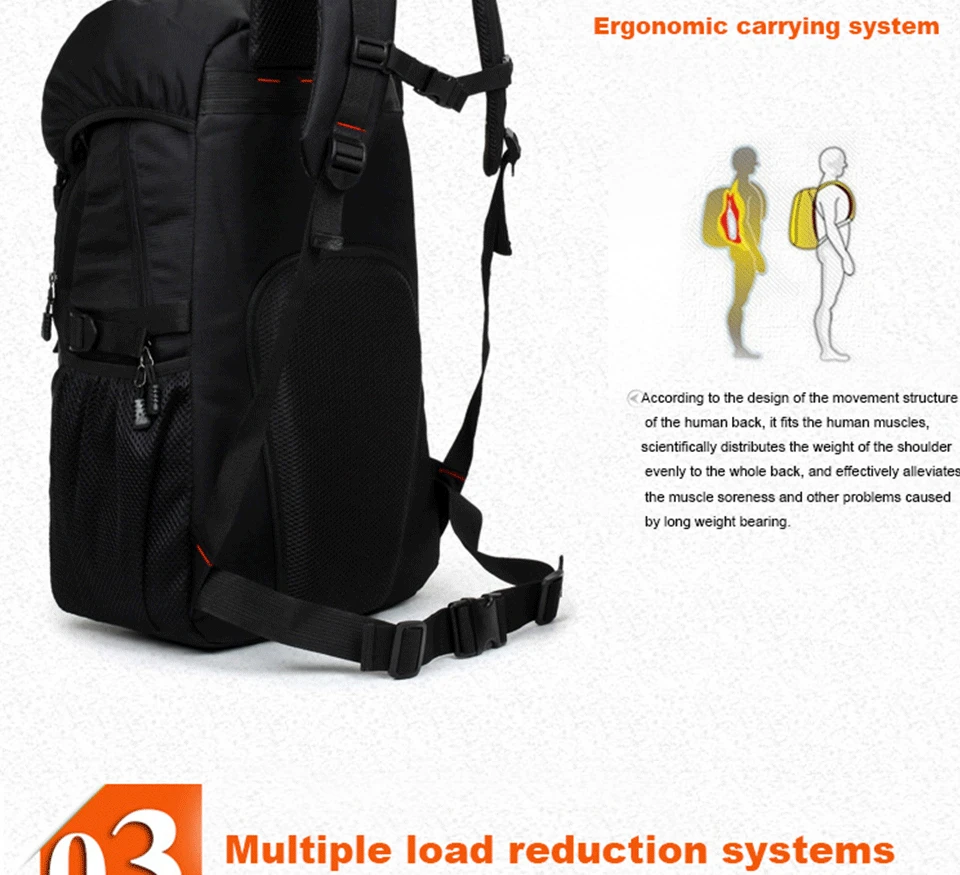 Большой Вместительный мужской рюкзак для спорта на открытом воздухе, многофункциональный мужской рюкзак, Водонепроницаемая дышащая сумка для альпинизма