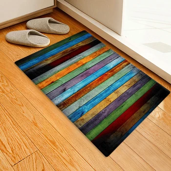 

40*60cm 40*120cm1PC Bath Mat Colorful Wooden Home Bedroom In Front of Non-Slip Mats Carpet Bathroom