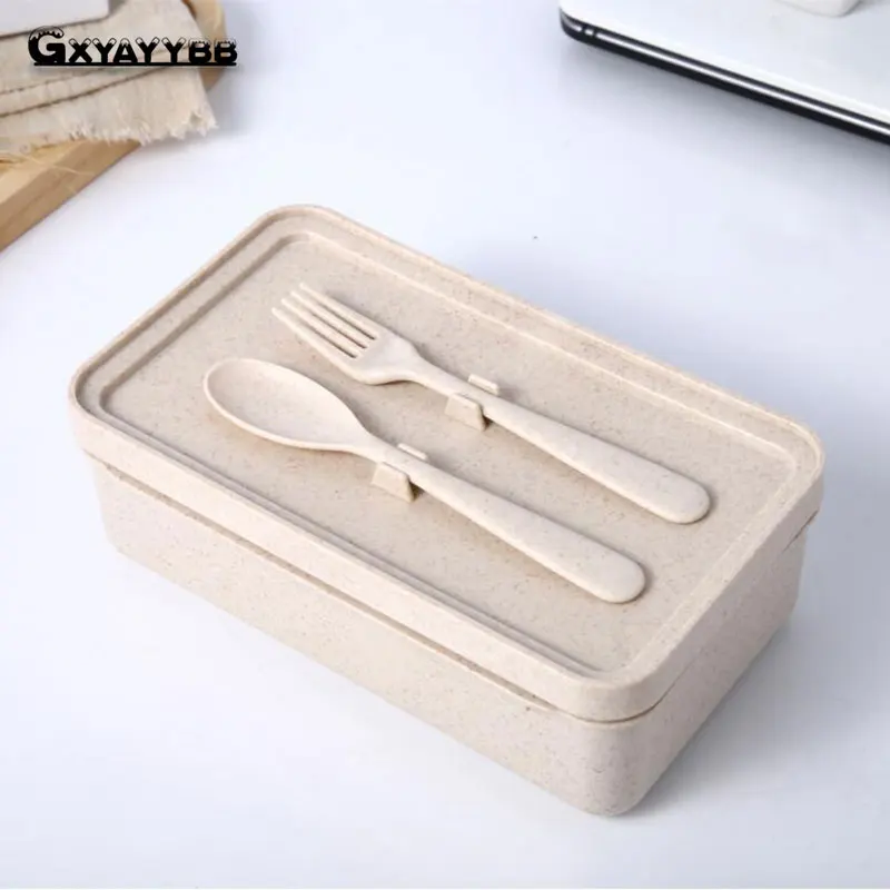GXYAYYBB пищевая Пшеничная солома силиконовый Ланч бокс с ручкой Bento портативный для