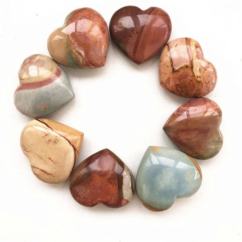 1 Piece Natural Ocean Jasper Heart-shaped Sea Agate Heart Gemstones Decoration Lucky Gemstones Natural