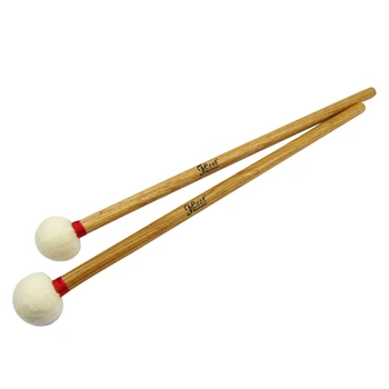 

1 Pair Soft Head Wood Core Precussion Mallets Drumsticks Timpani Mallets Oak Handle Perfect Weight and Balance