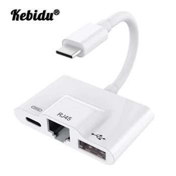 

Kebidu Type C To RJ45 USB 4K Ethernet OTG Adapter RJ45 Port Type C Adapter USB-C Splitter Hub For Macbook HDTV Chromebook Phone