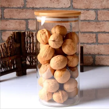 

2pcs/pack 8.5*20cm Transparent High Borosilicate Glass Tea Can Storage Tank Environmental Protection Sealed Pot Bamboo Cover