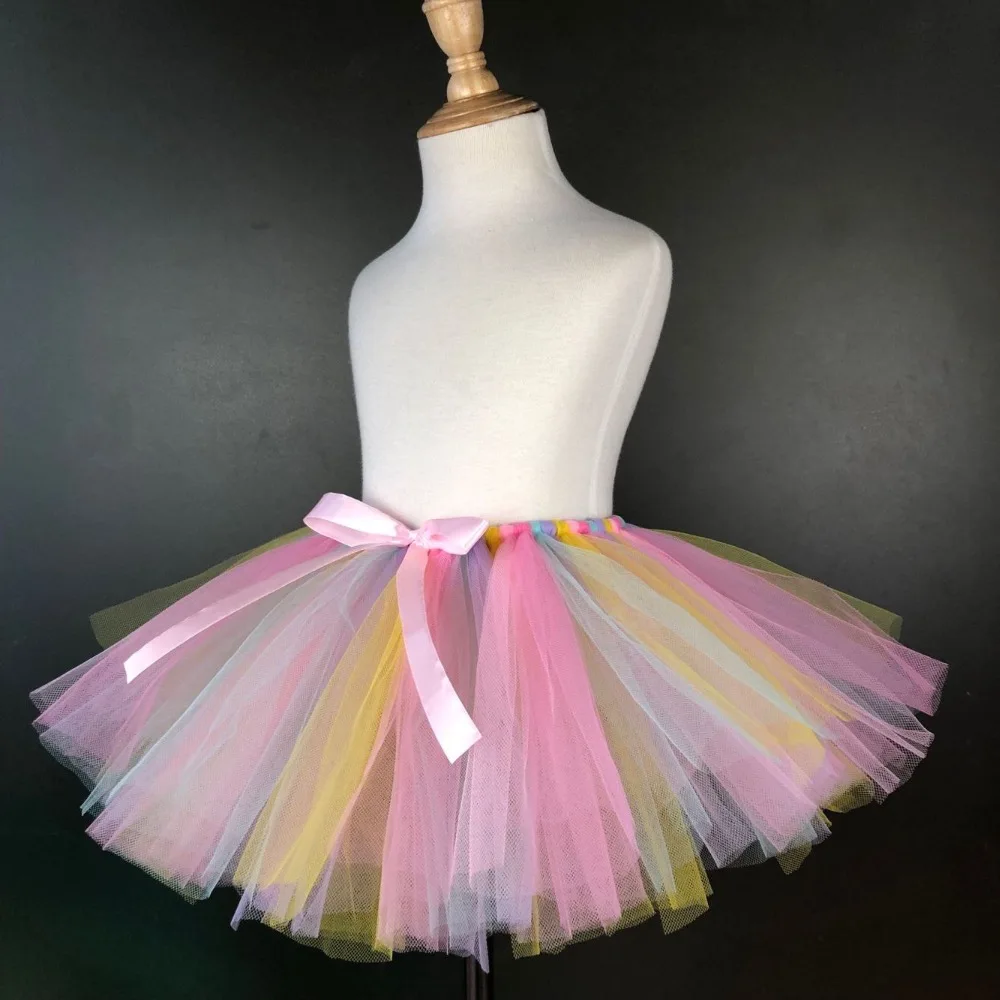 Newborn Baby Rainbow Dots Printing Pettiskirt Petti Skirt Dance Tutu Girl 3-12M