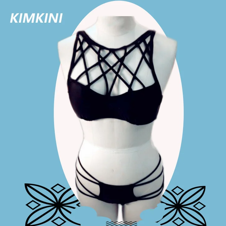 KIMKINI 2015 Super Sexy Spider Woman Bikini Hallow Bandage Swimwear Summer Day Swimsuit |