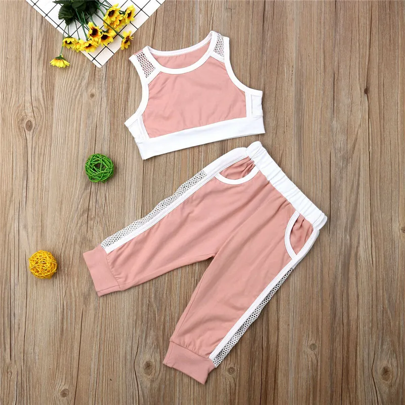 

Toddler Girls Summer free shipping clothes pocket Geometry Pants round neck sleeveless pullover vest 2pc kids Baby Outfits