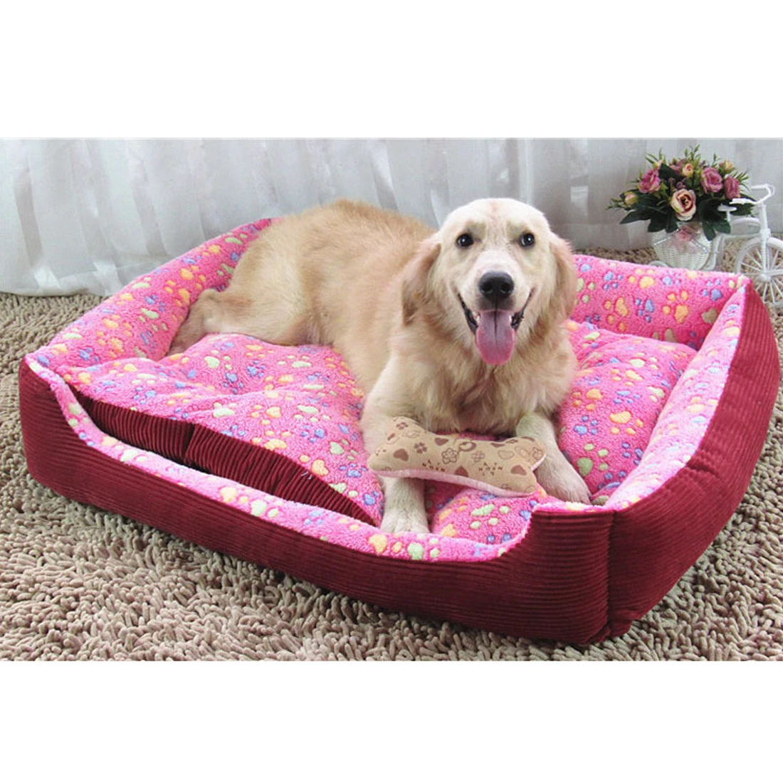 Мягкий материал кровать для собак согревающее кресло для домашних животных домик для собак гнездо корзины для собак осень и зима теплый питомник для маленького большого кота щенка - Цвет: Розовый