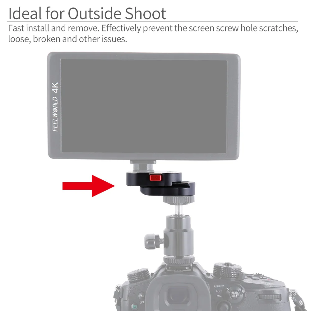 FEELWORLD Quick Plate for LCD/Camera Field Monitor and Articulating Arm Camera Rig with 1/4 Inch Screw Hole and Small 4K Monitor