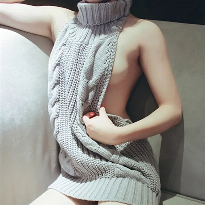 Женские свитера и пуловеры Summ водолазка без рукавов Длинный девственный убийца свитер японский вязаный сексуальный с открытой спиной