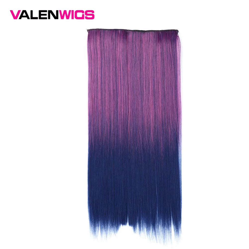 Valenwigs синтетического клип в одном из расширение Ombre тепла rensistant прямые 22 дюймов парики для женщин поддельные зажим для волос в волос