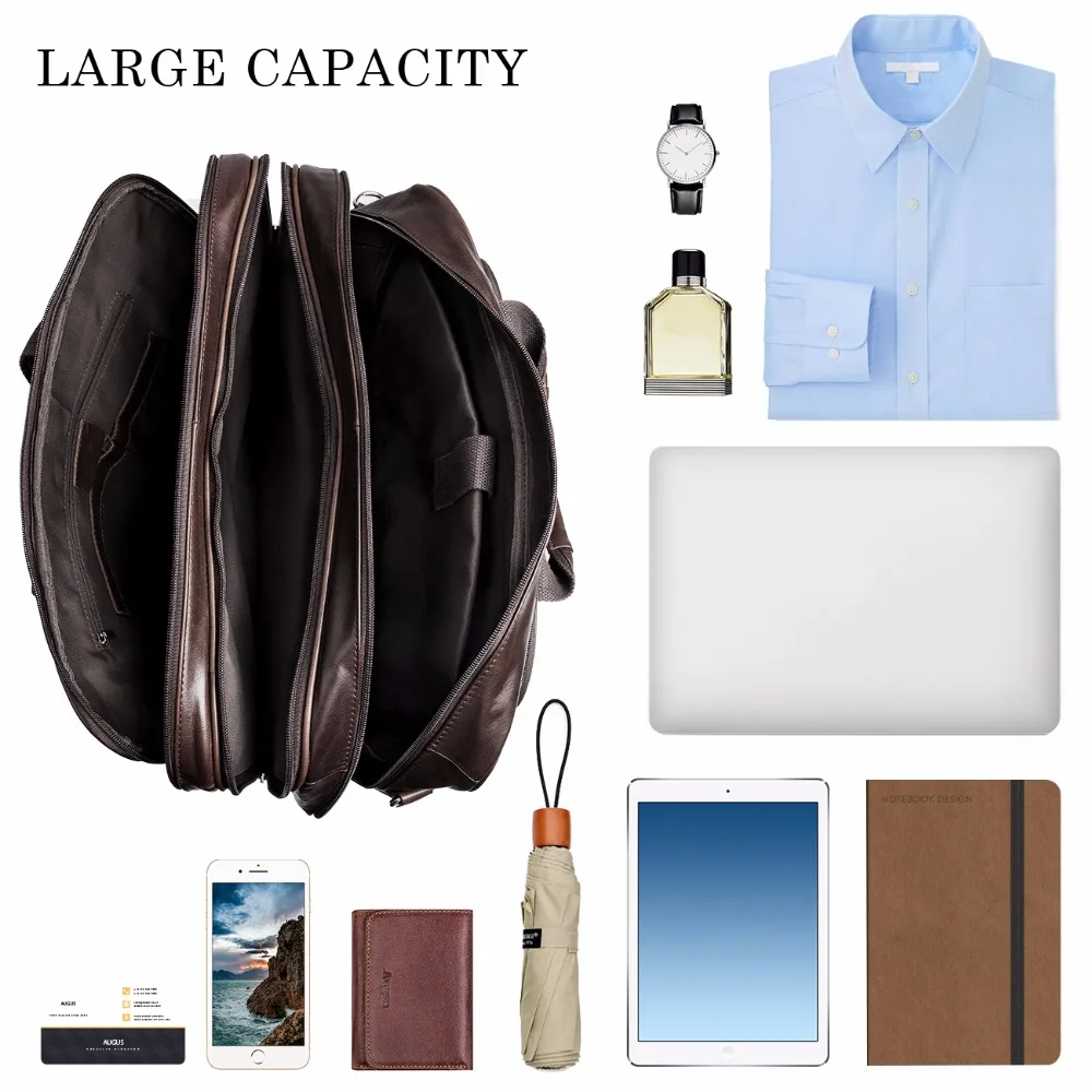 Настоящий винтажный кожаный мужской портфель, сумка для ноутбука, большой размер, ручная деловая сумка кофе# 7289C