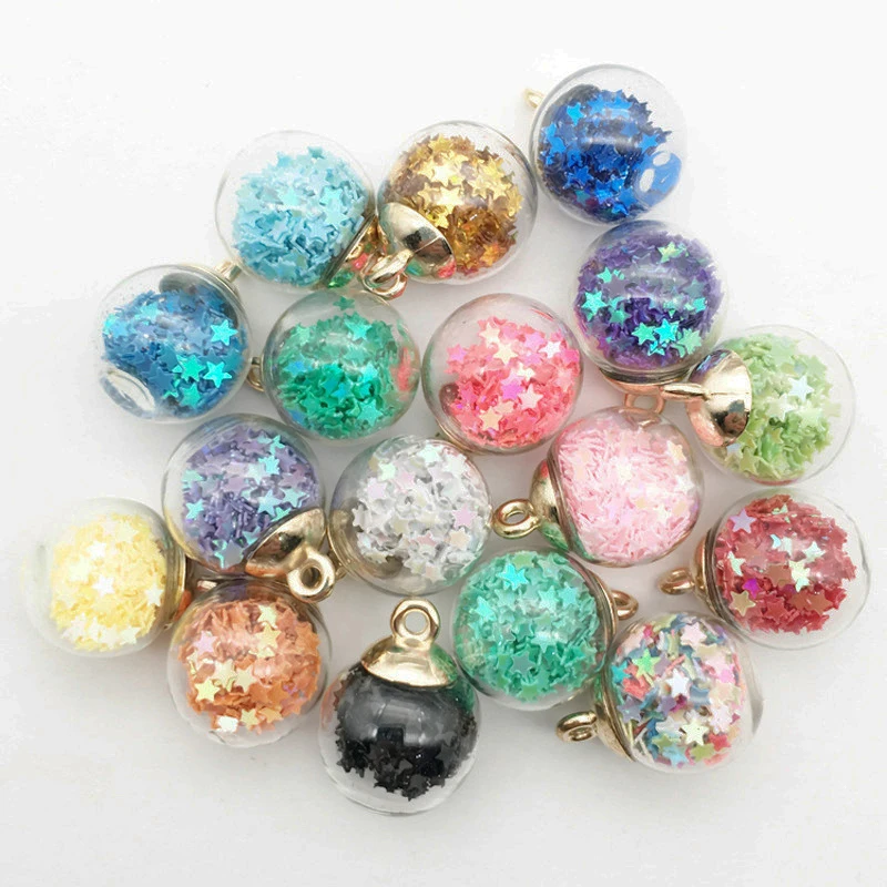 5Pcs/Lot 16*21mm Colorful Transparent Glass Ball Star Charms Pendant