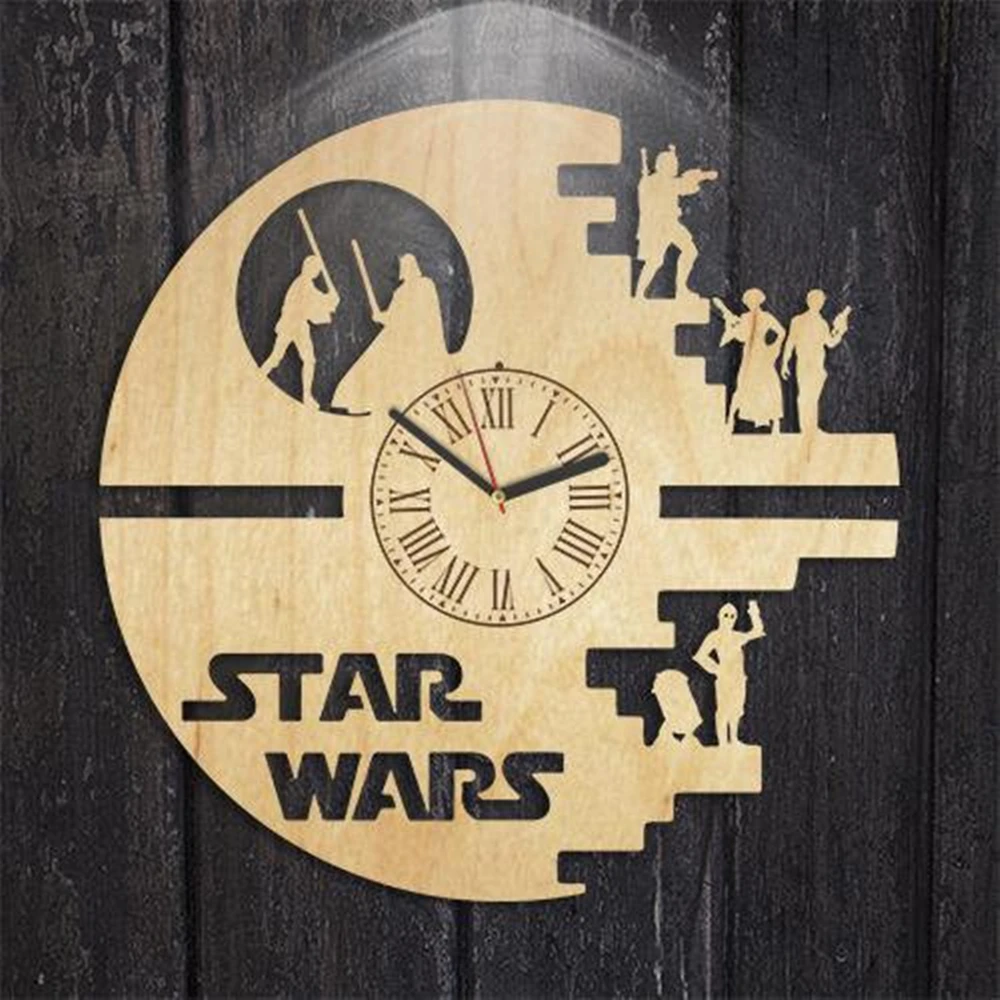 Buy Star Wars Wood Clock, Star Wars Wood Clock, Wooden Wall Clock, Wall Clock