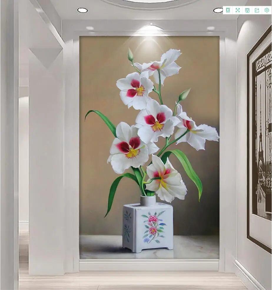 

Customize Any Size 3D Photo Flower Wallpaper Murals Watercolor flowers 3d Stereoscopic Wall paper Home Decor Kitchen Living Room