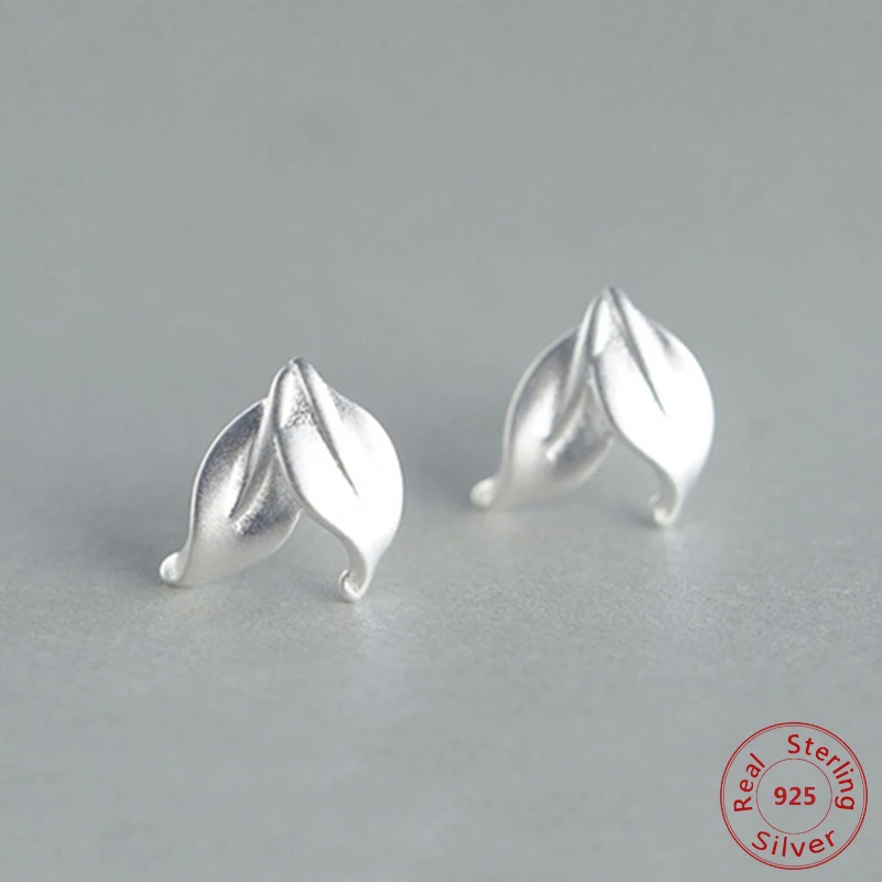 

Drop Shipping 100% 925 Sterling Silver Leaf Stud Earrings For Women Wedding Gift Hypoallergenic Sterling-silver-jewelry