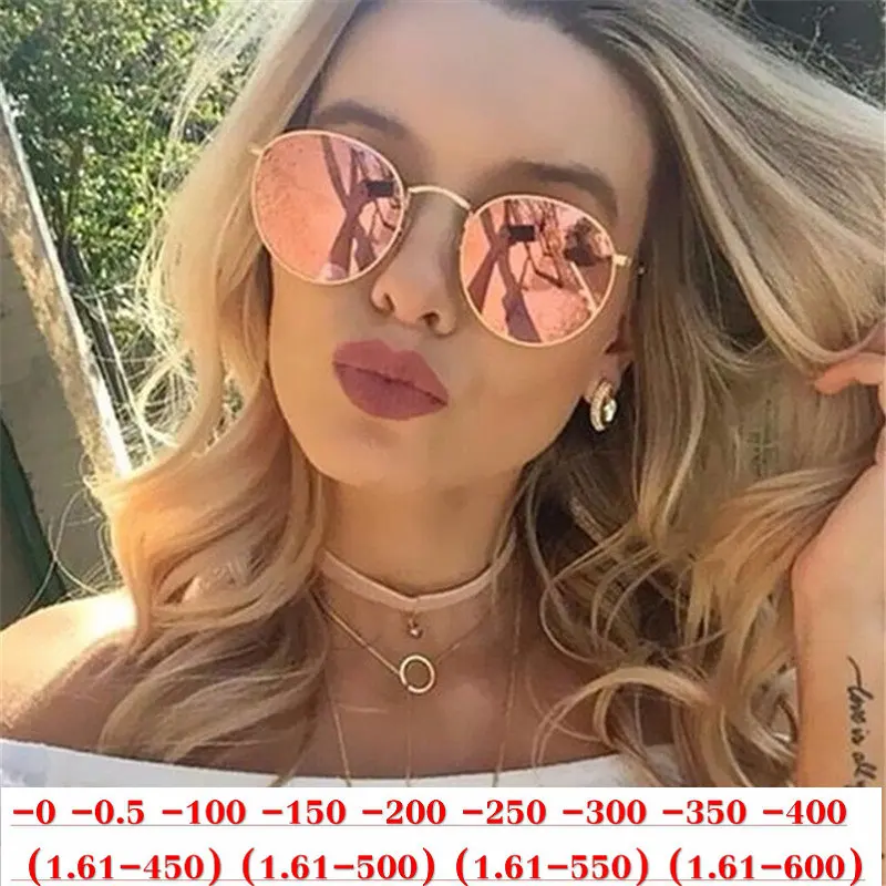 

MINCL hot Custom Made Myopia Minus Prescription Polarized Lens Optics Men/Women Retro round Polarized Anti-glare sunglasses NX